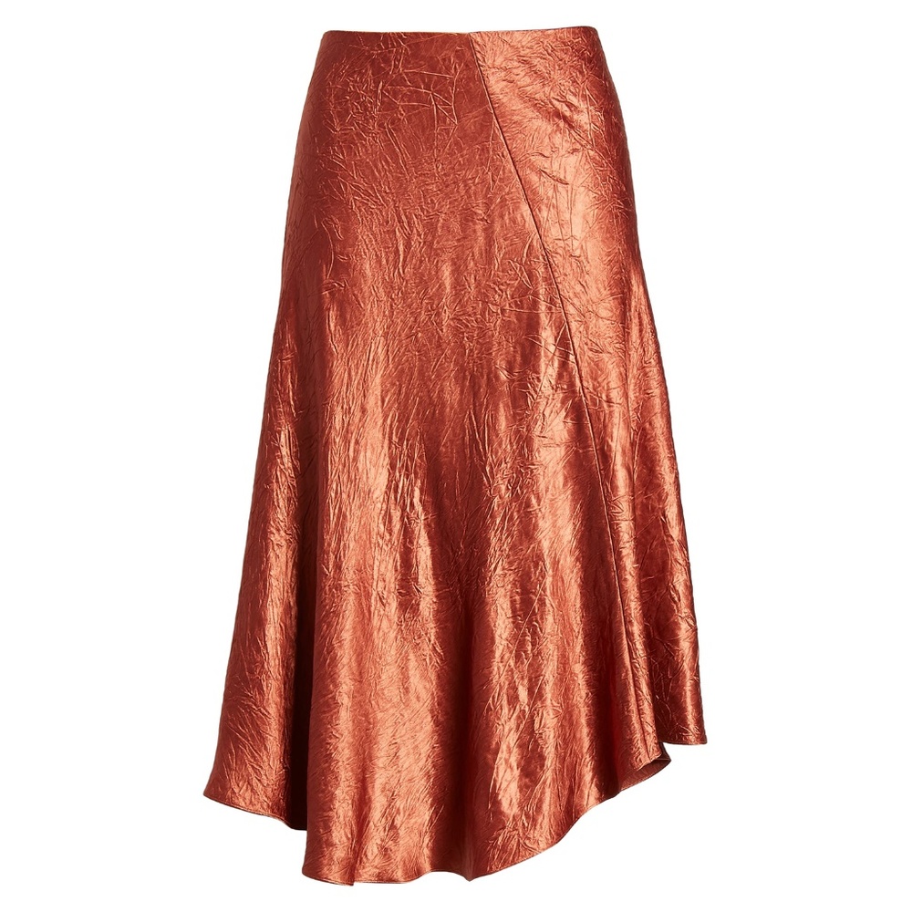 NWT Vince Bias Cut Crinkled Satin Midi Skirt Small - Picture 4 of 8